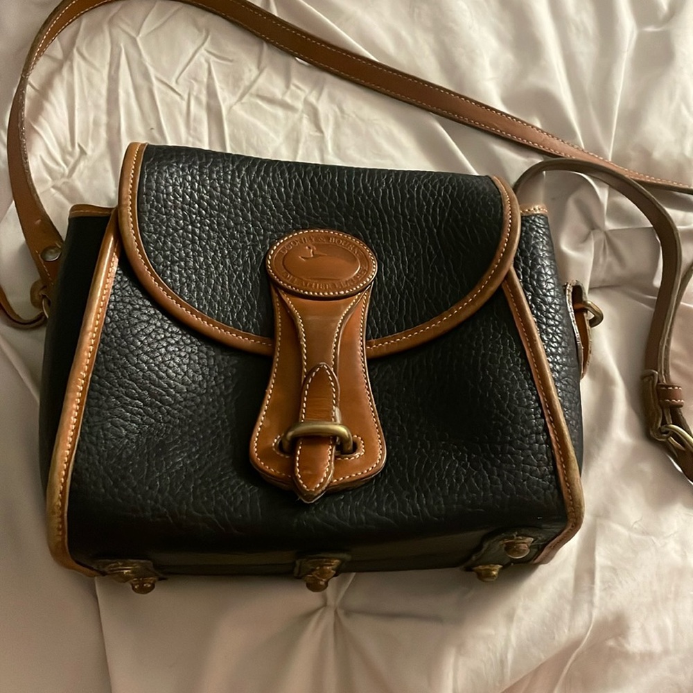 Dooney & Bourke navy and brown leather purse
